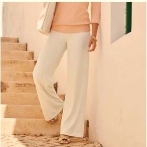 White House Black Market Cream Wide Leg Pants